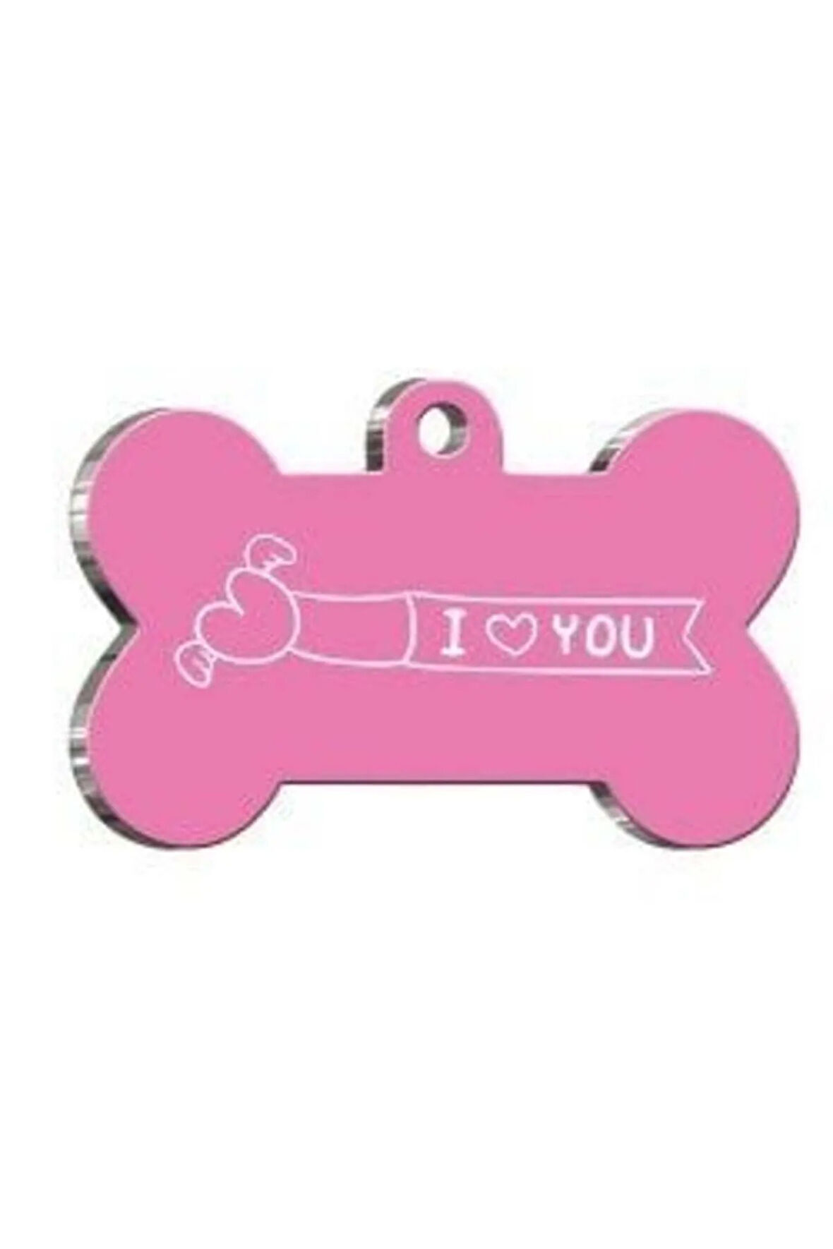I Love You Pembe Kedi Köpek Künyesi Medium: 2,6 x 3,8 cm.
