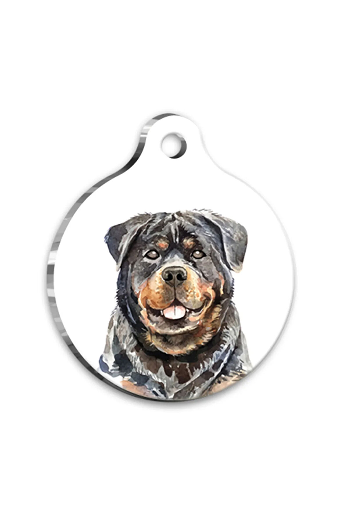 Suluboya Rottweiler 2 Yuvarlak Köpek Künyesi Small 2,5 cm