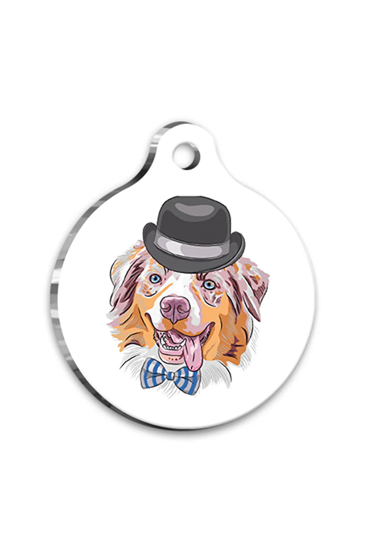İllüstrasyon Australian Shepherd Yuvarlak Köpek Künyesi Small 2,5 cm