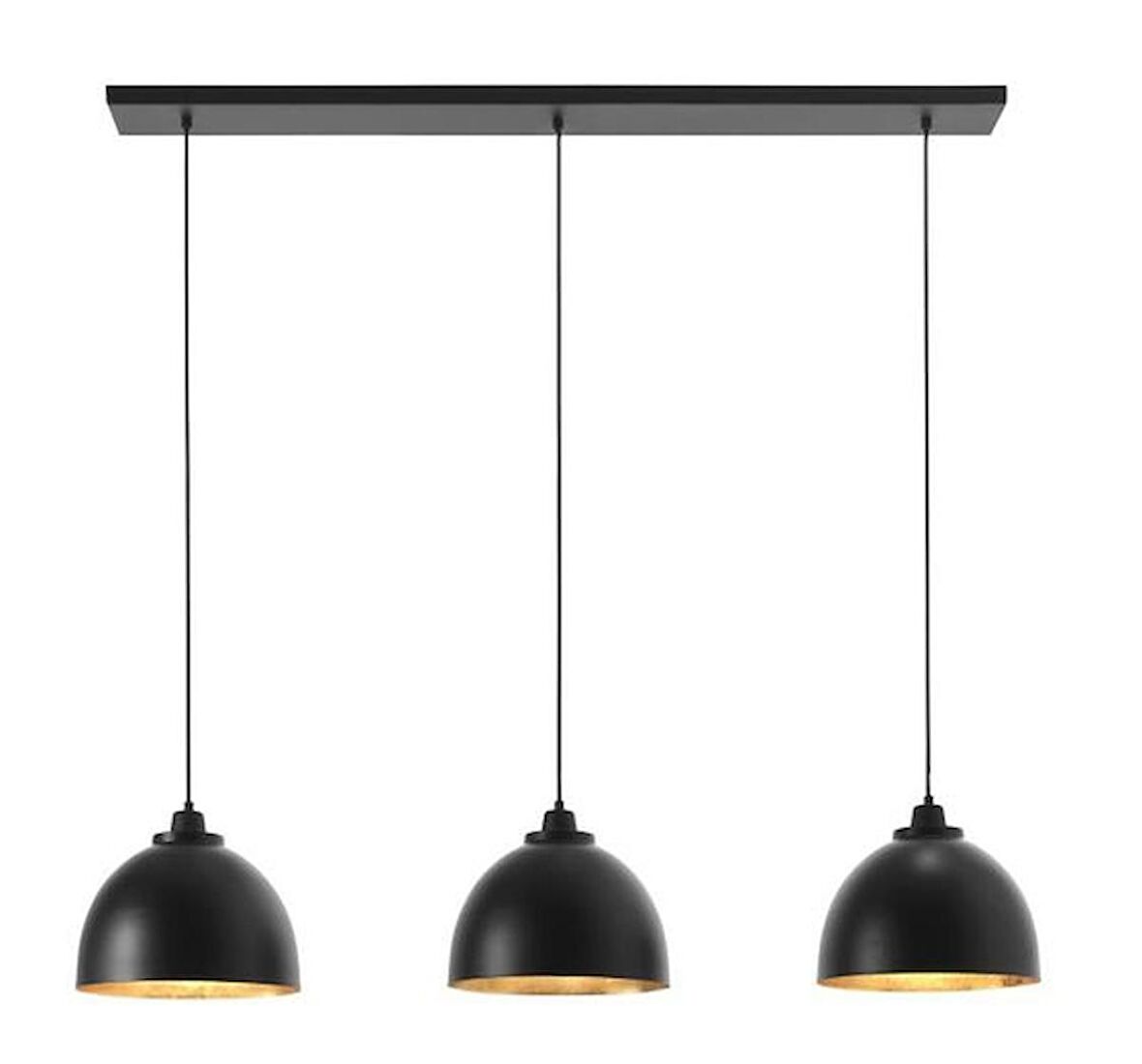 Rsylight Masa Üstü 3 lü Dekoratif Siyah Retro Metal Sarkıt Avize 100 cm