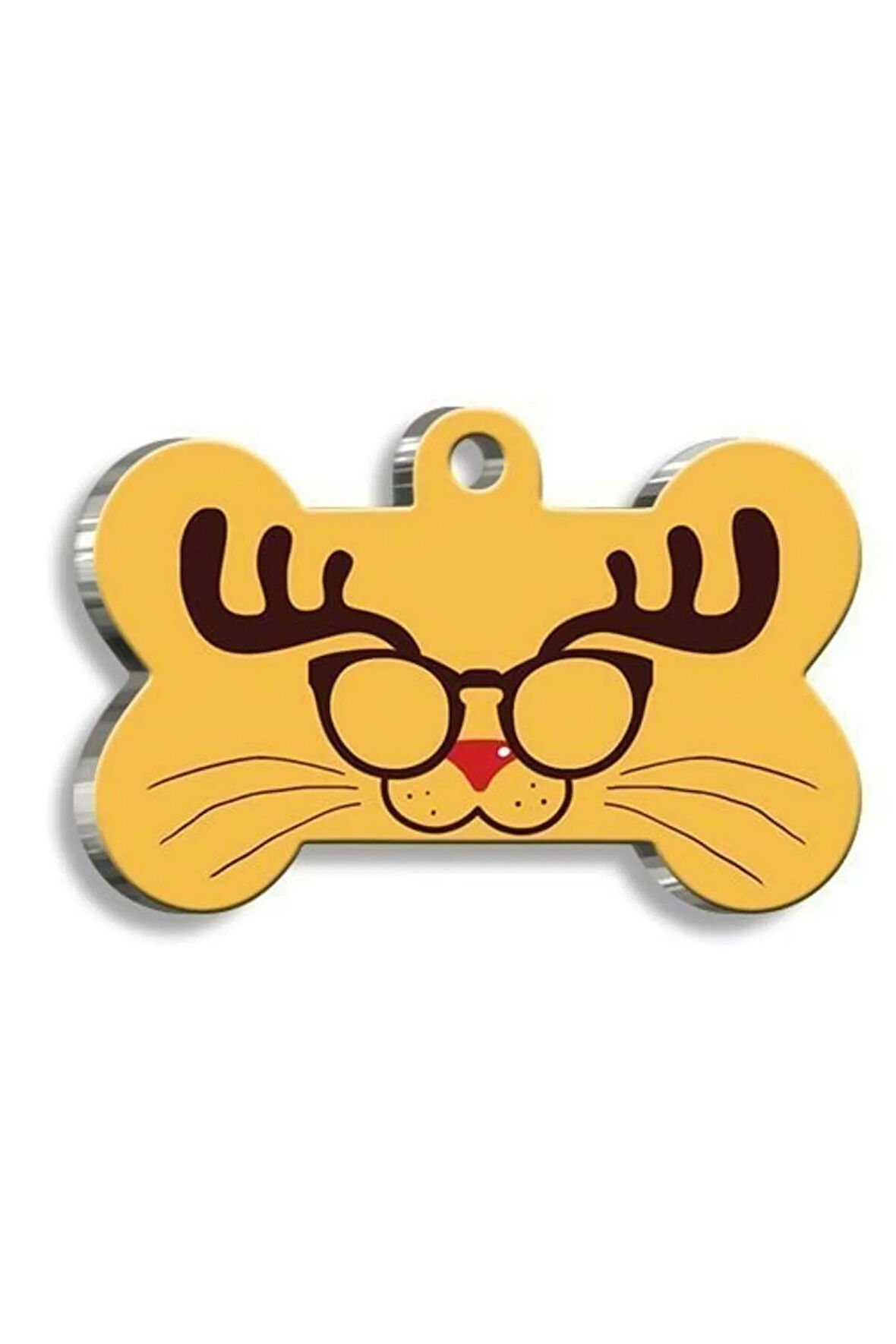 Glasses Cat Kedi ve Köpek Künyesi Small: 2,1 x 3,1 cm.