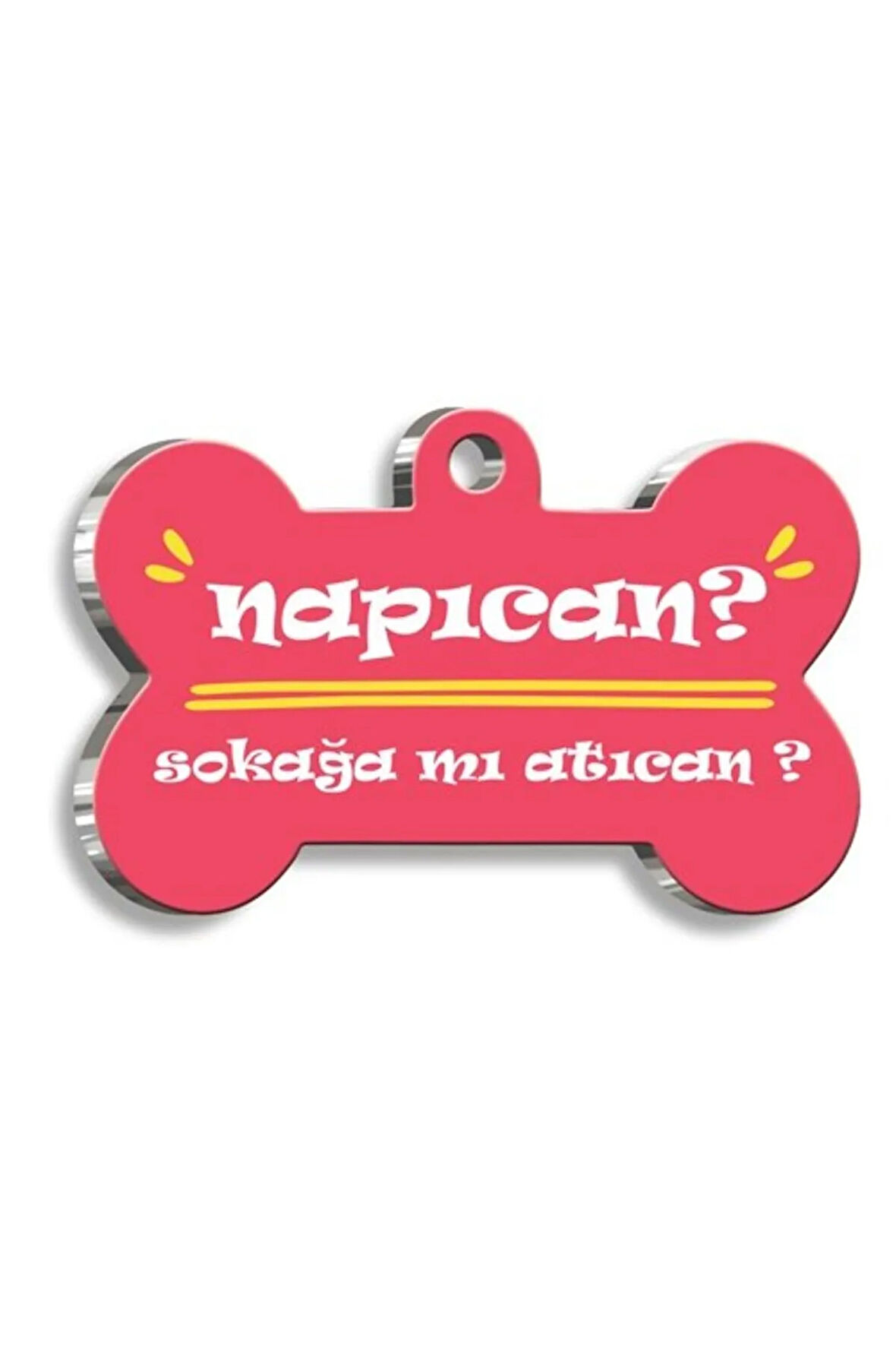 Napıcan? Pembe Kemik Şekilli Köpek Künyesi Medium 2,6 x 3,8 cm