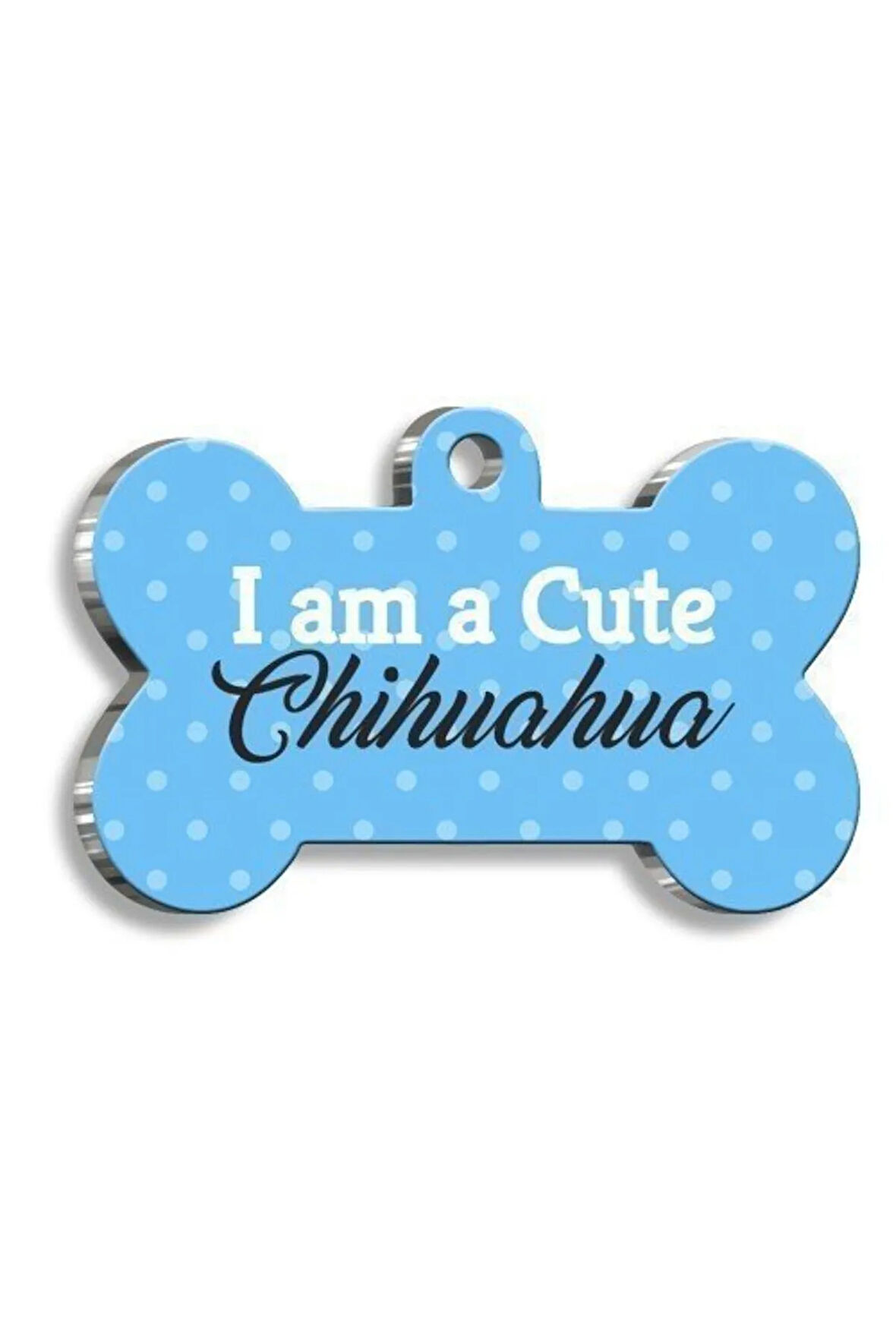 Chihuahua Mavi Kemik Şekilli Köpek Künyesi XLarge: 3,3 x 5 cm.