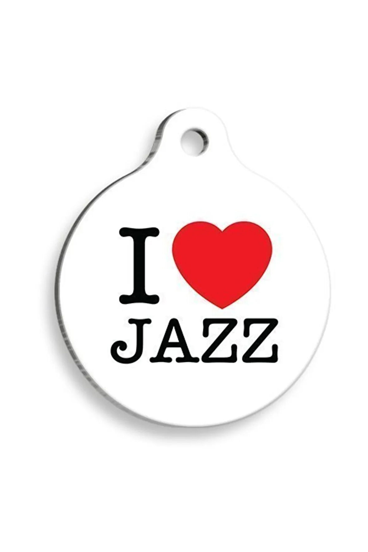 Beyaz Jazz Yuvarlak Kedi ve Köpek Künyesi Medium: 3 cm.