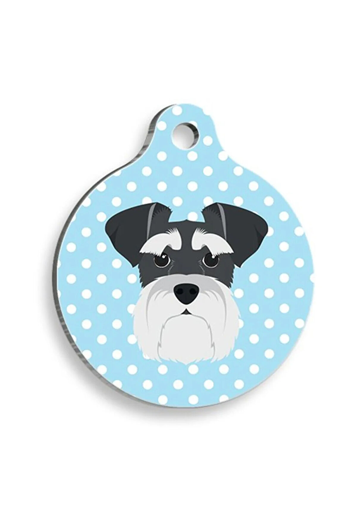 Mavi Puantiyeli Schnauzer Yuvarlak Köpek Künyesi Small 2,5 cm