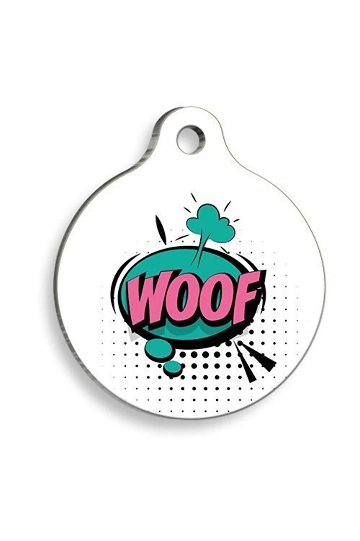 Woof Balonlu Yuvarlak Köpek Künyesi Small: 2,5 cm.