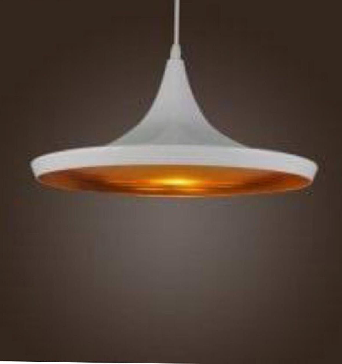 Retro Metal Sarkıt Avize Rustik Tekli Beyaz İçi Sarı 36 CM 