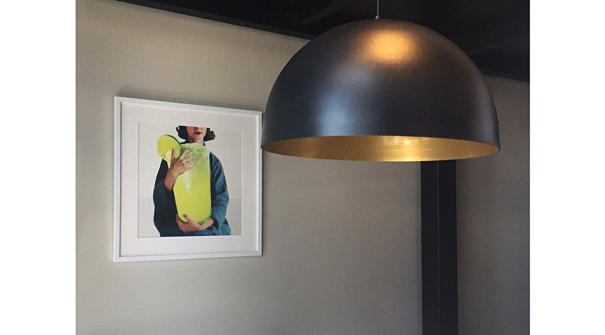 Retro Metal Sarkıt Siyah Içi Sarı 40 Cm