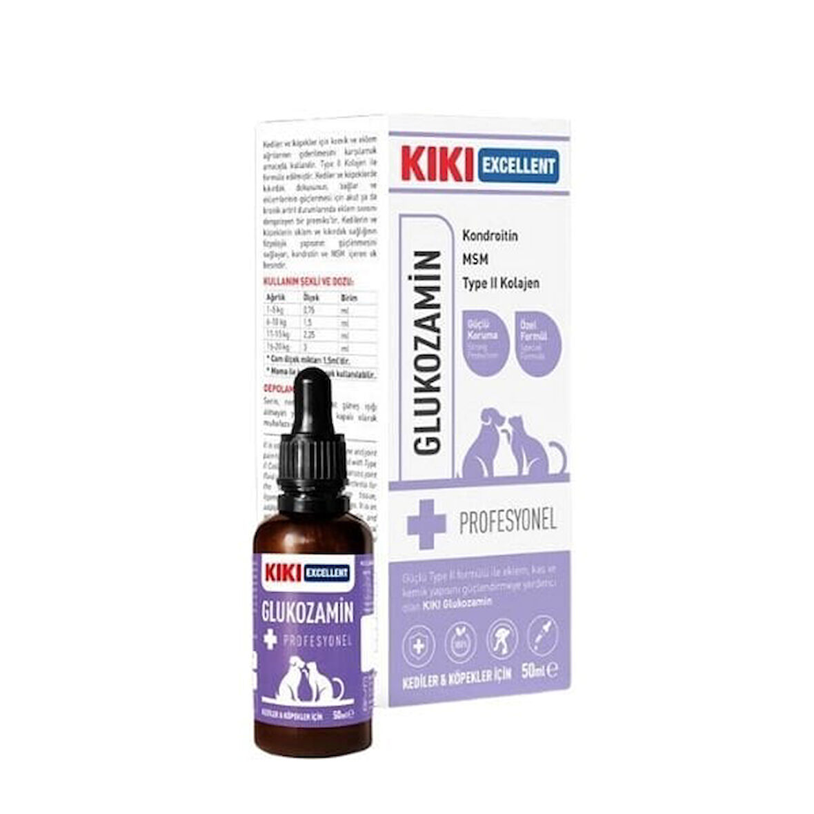 Kiki Excellent Glukozamin Eklem ve Kemik Güçlendirici Kediler ve Köpekler için Şurup 50 Ml