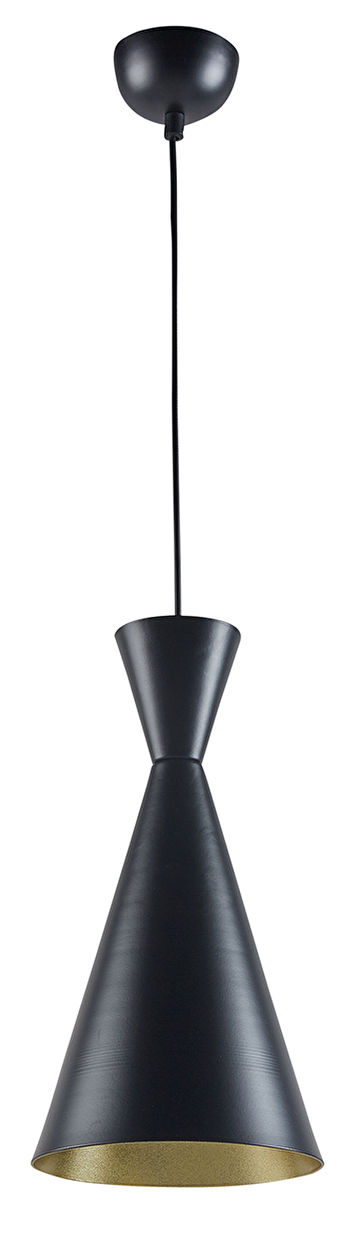 Retro Metal Sarkıt Avize Siyah Içi Sarı Rustik Tekli 