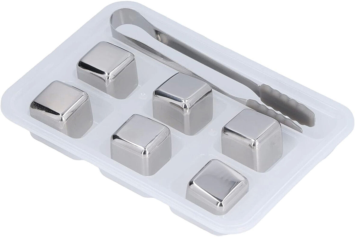 6'lı Çelik Metal Kaplama Viski Taşı Soğutma Buz Küpü