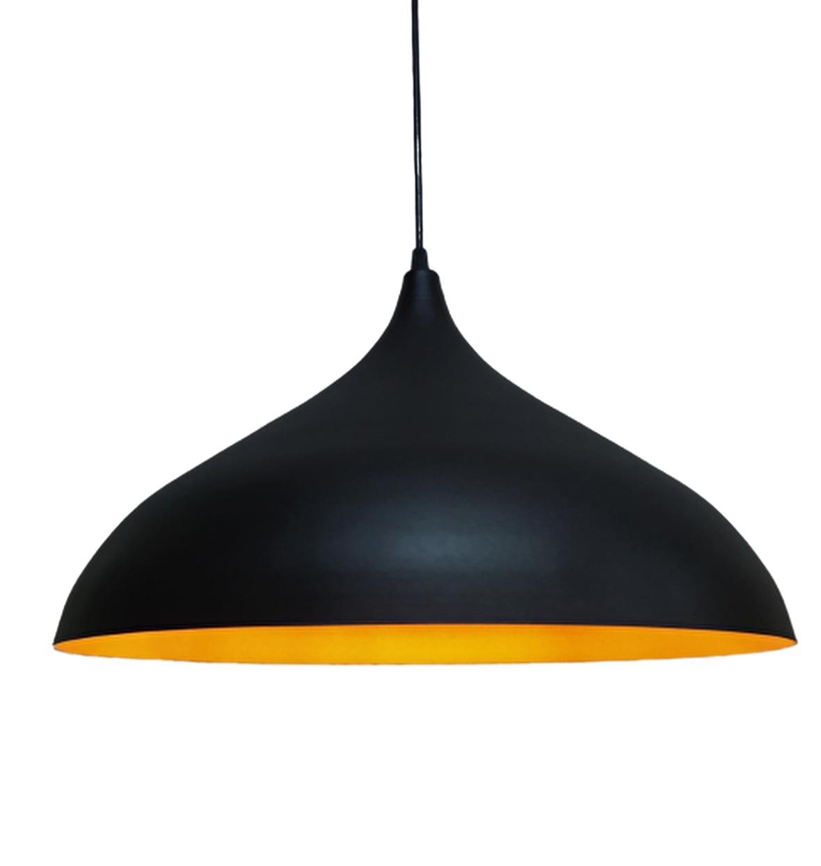 Retro Metal Sarkıt Avize Rustik Tekli Sarkıt Siyah İçi Sarı 43 cm