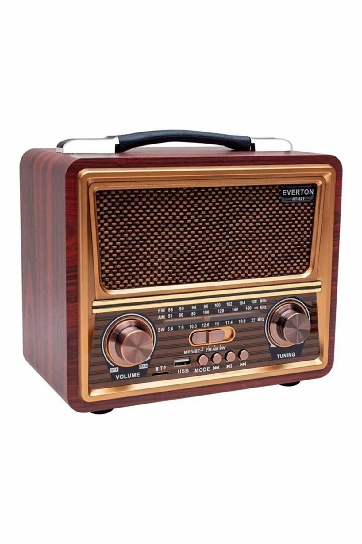 RT-821 Bluetooth Hoparlör Nostaljik Radyo Sd/usb/fm Şarjlı Radyo Mp3 Çalar