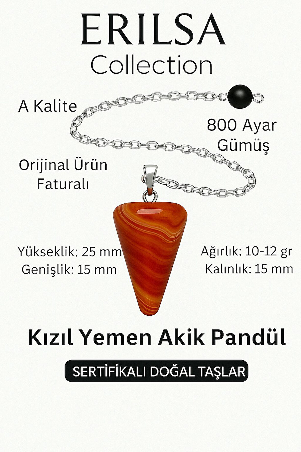 Sertifikalı Kızıl Yemen Akiği Pandül ve Kolye – Negatif Enerji Temizliği ve Farkındalık Taşı