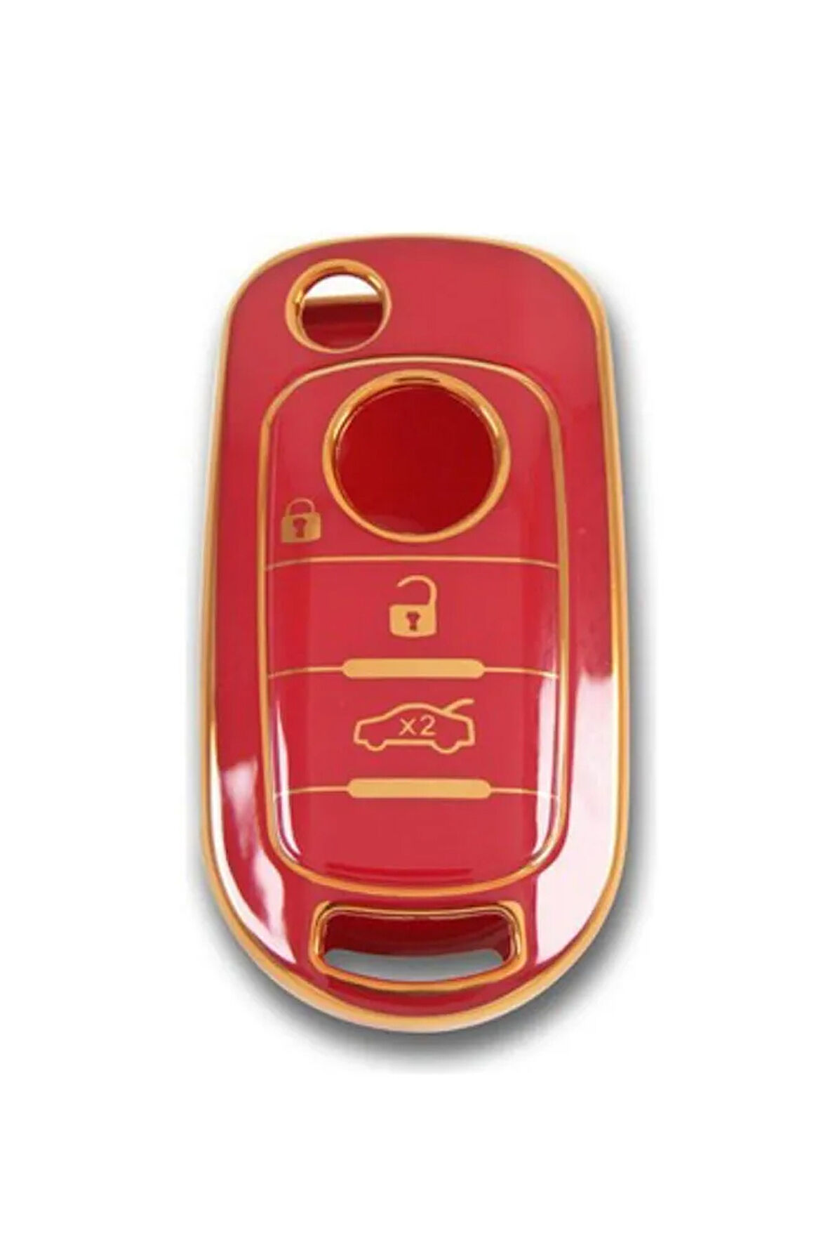 Fiat Egea 500x Sustalı Anahtar Koruma Kılıfı Kırmızı Renk Lüks Model