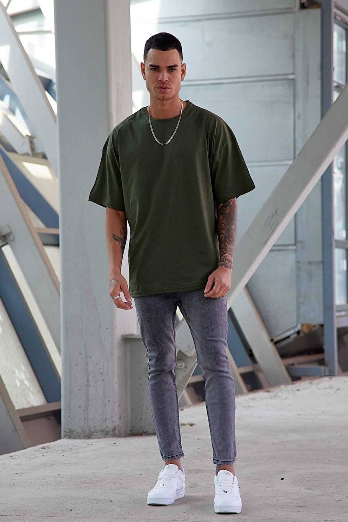 Newon Beyaz Vintage Baskılı T-shirt