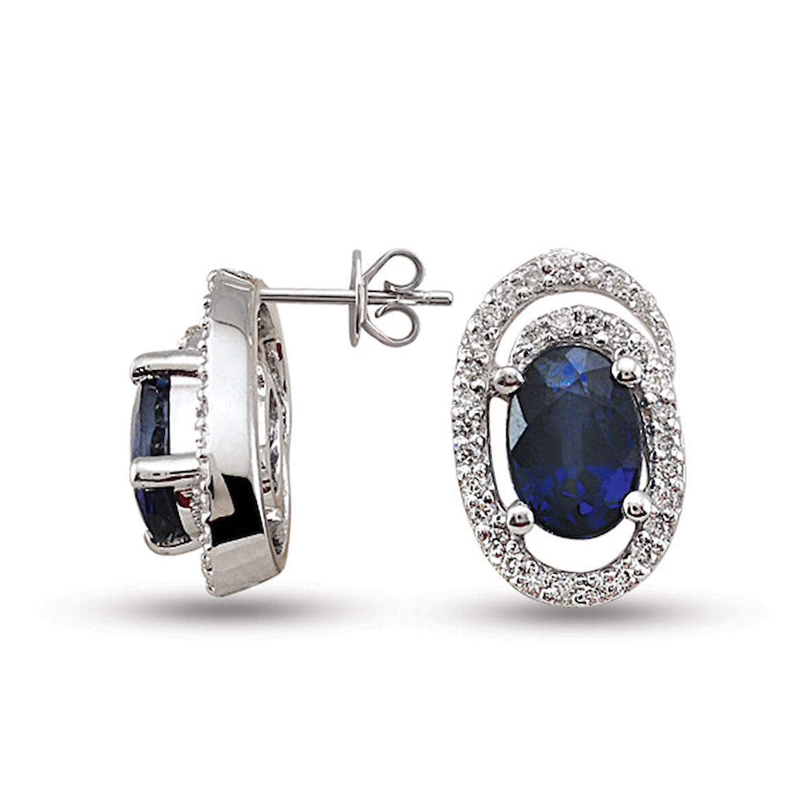 1.10 Ct Pırlantalı Safir Küpe RTK19