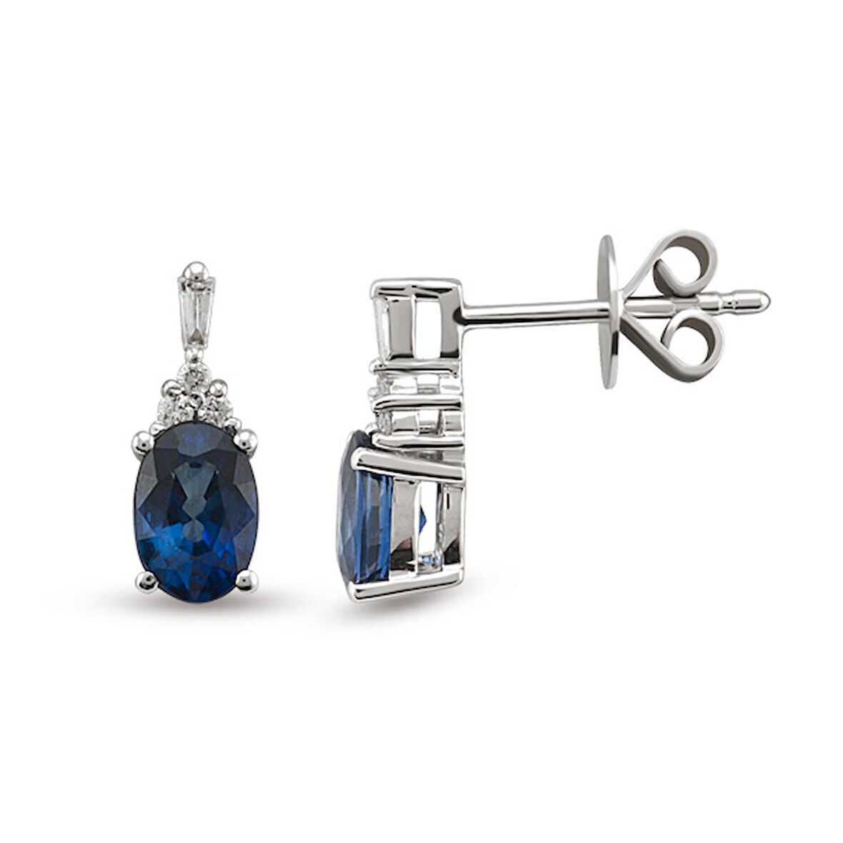 1.31 Ct Pırlantalı Safir Küpe RTK21