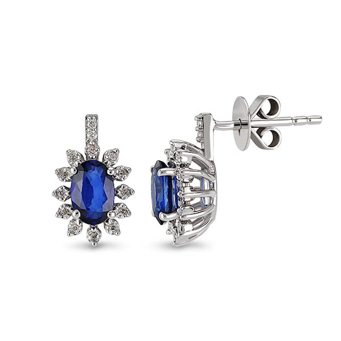 1.06 Ct Pırlantalı Safir Küpe RTK28