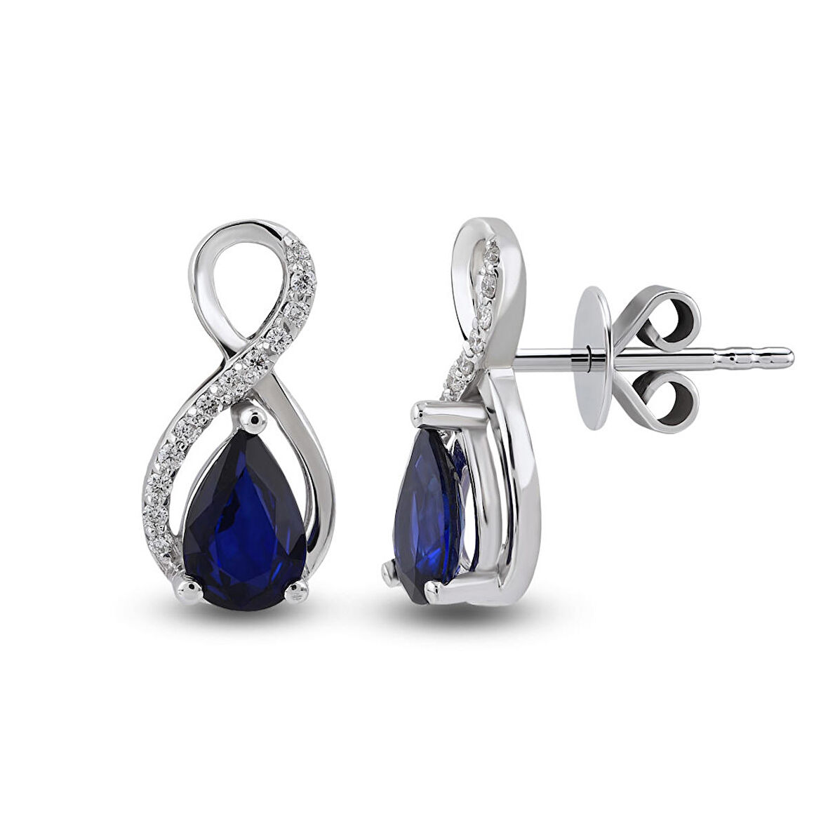 0.91 Ct Pırlantalı Safir Küpe RTK34