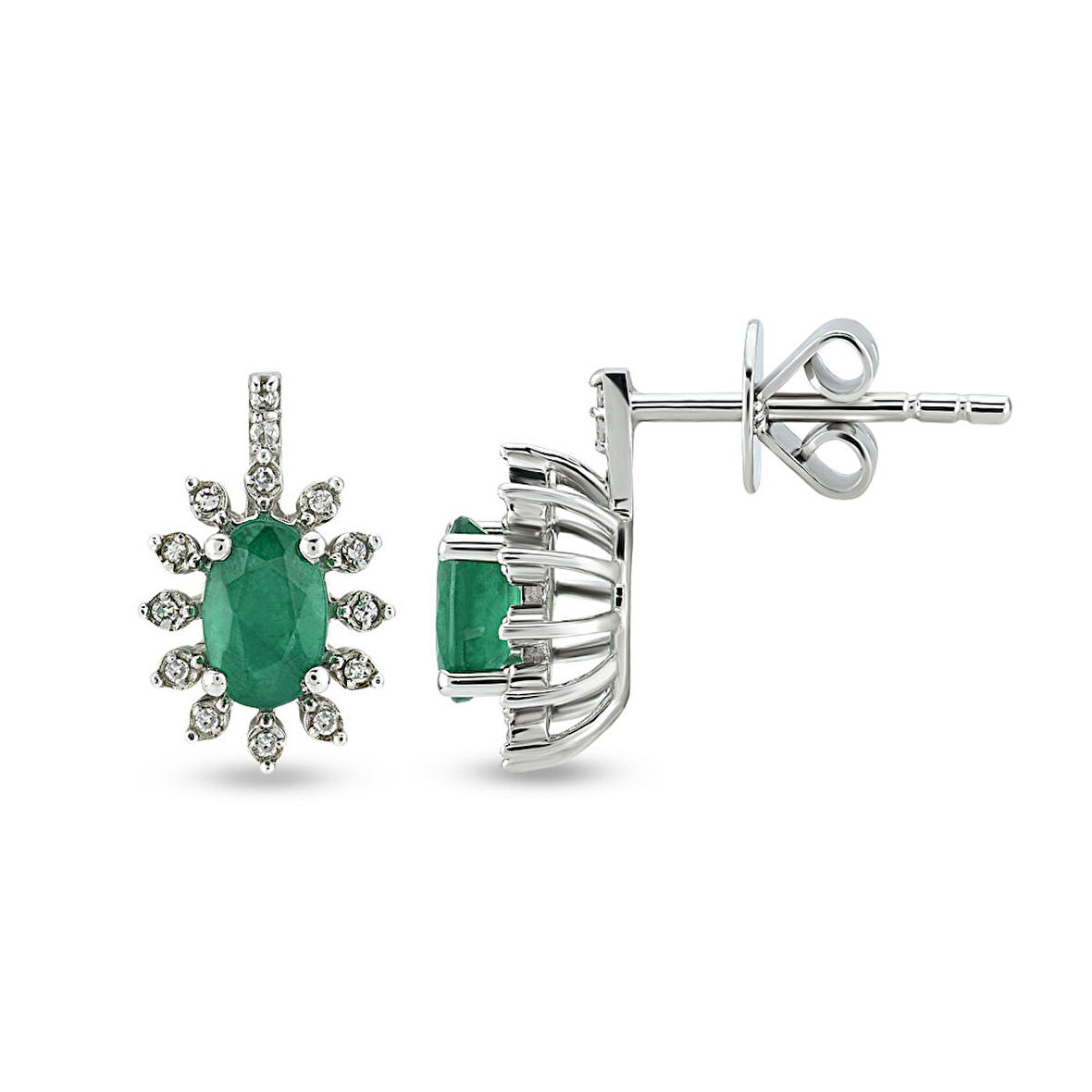 0.72 Ct Pırlantalı Zümrüt Küpe RTK44