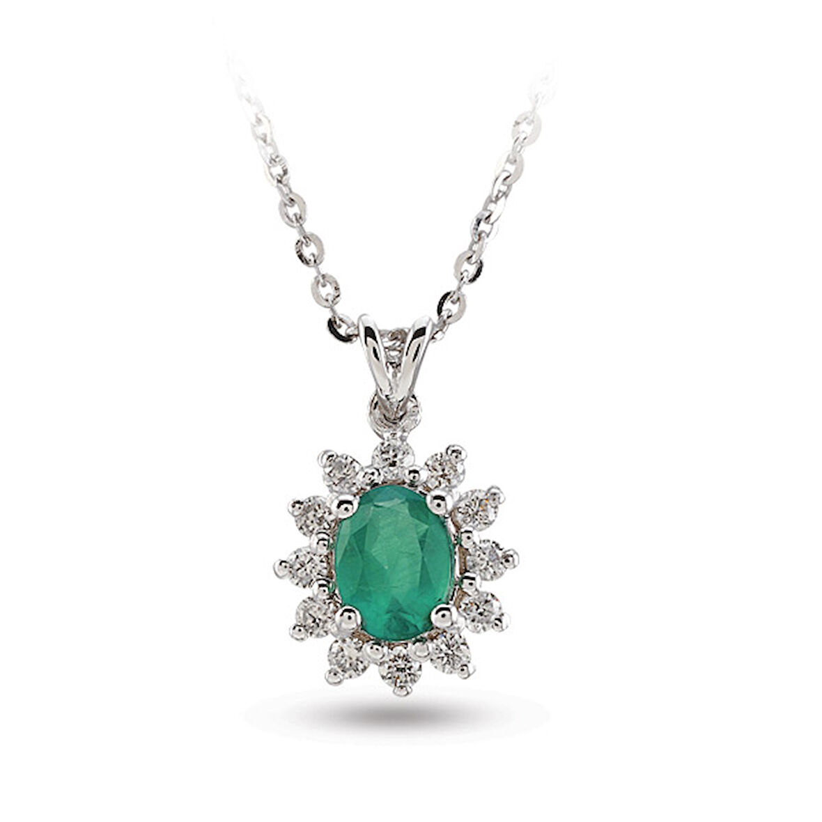 0.45 Ct Pırlanta Zümrüt Taşlı Kolye RTKL29