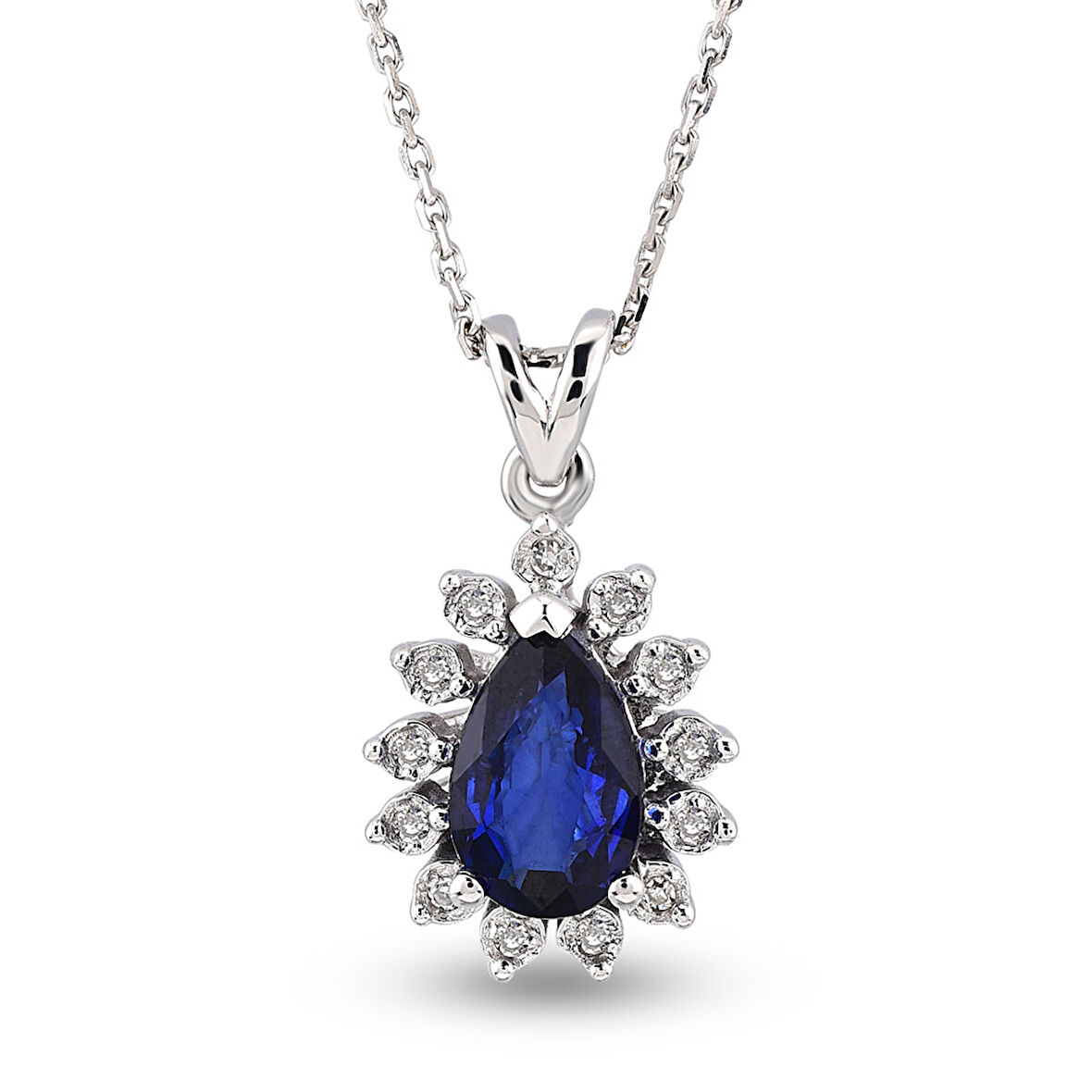 0.42 Ct Pırlanta Safir Kolye RTKL34
