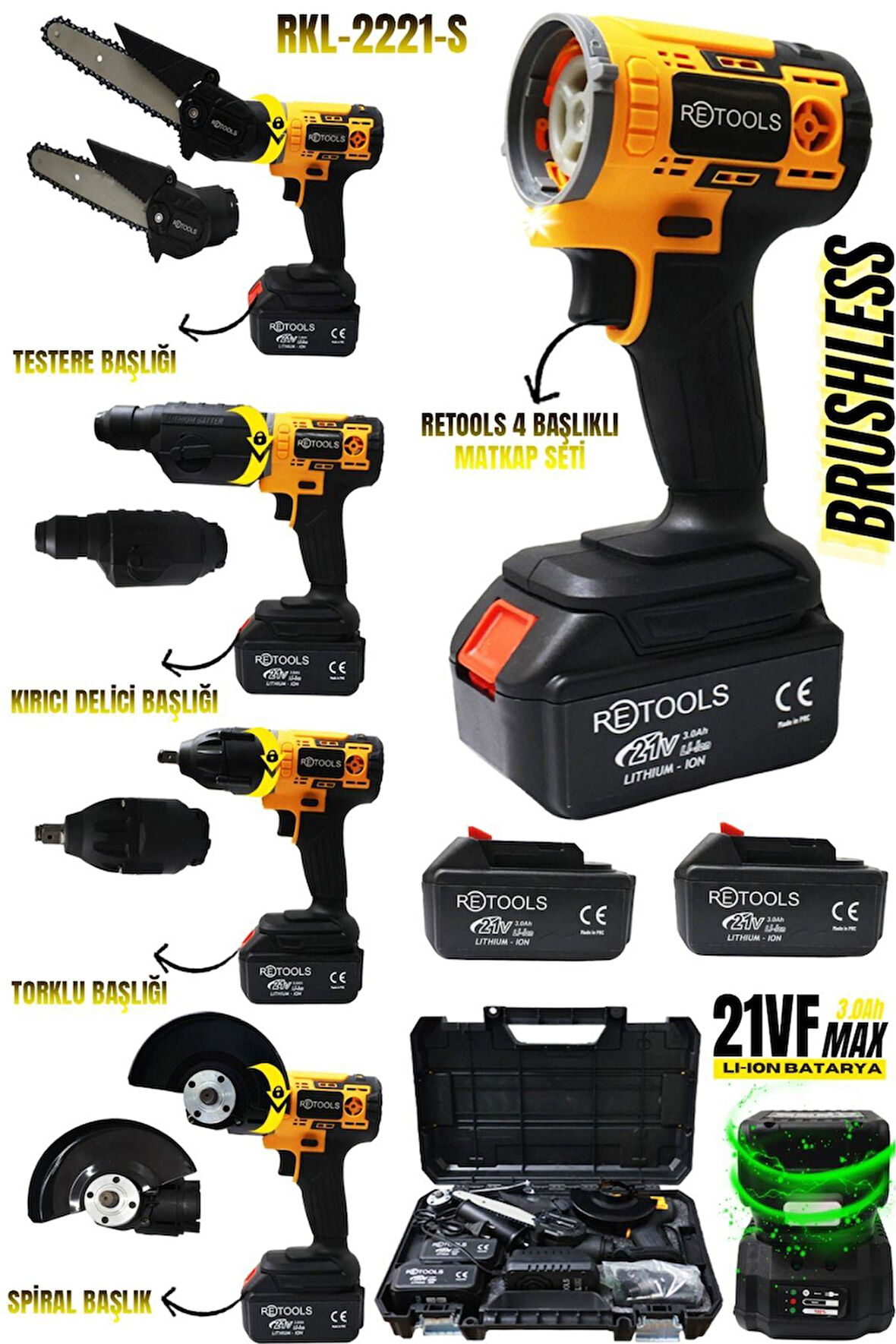 4 BAŞLIKLI MATKAP SETİ SARI