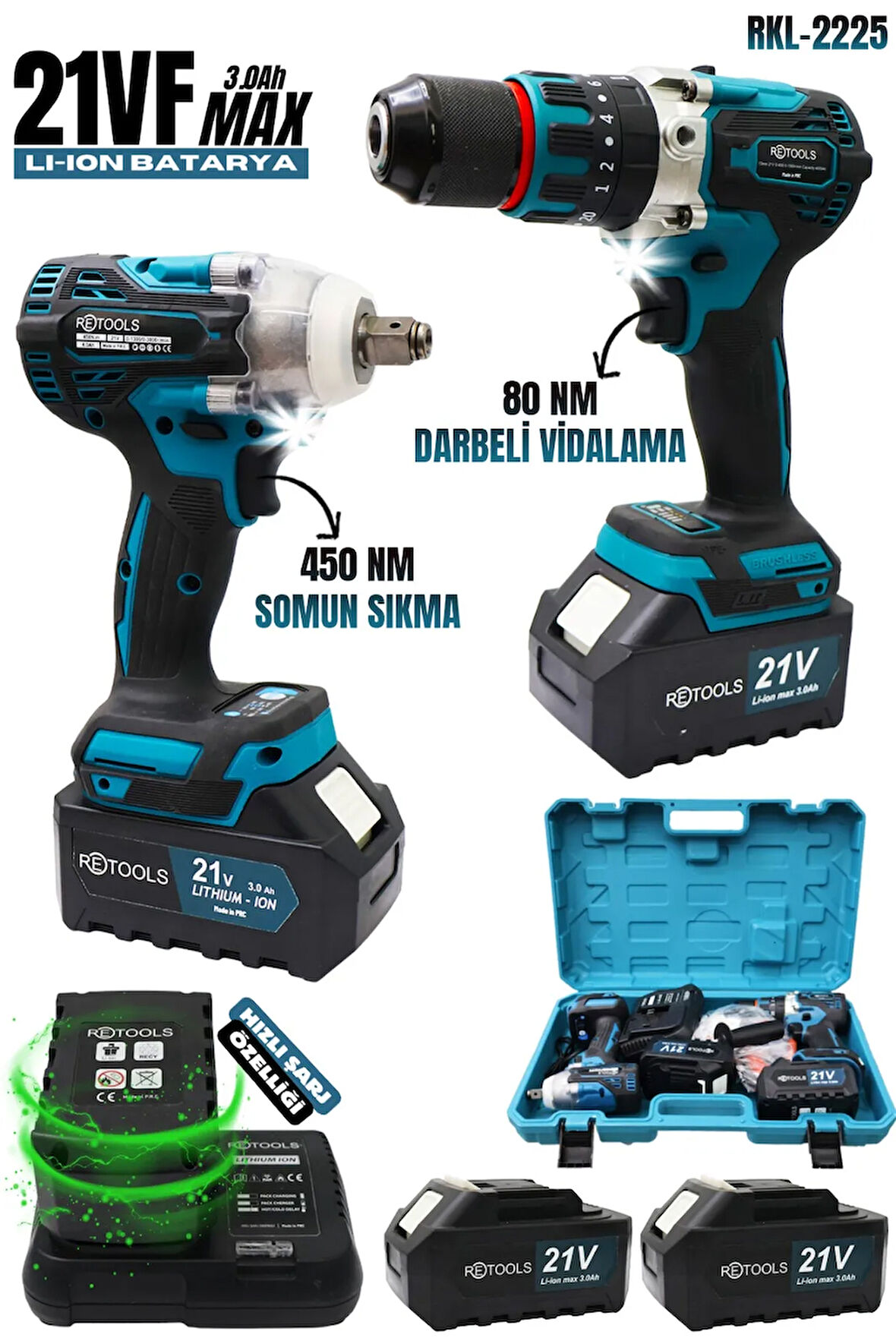 RETOOLS (SOMUN-VİDALAMA) 10 PİLLİ (21W-3AH)