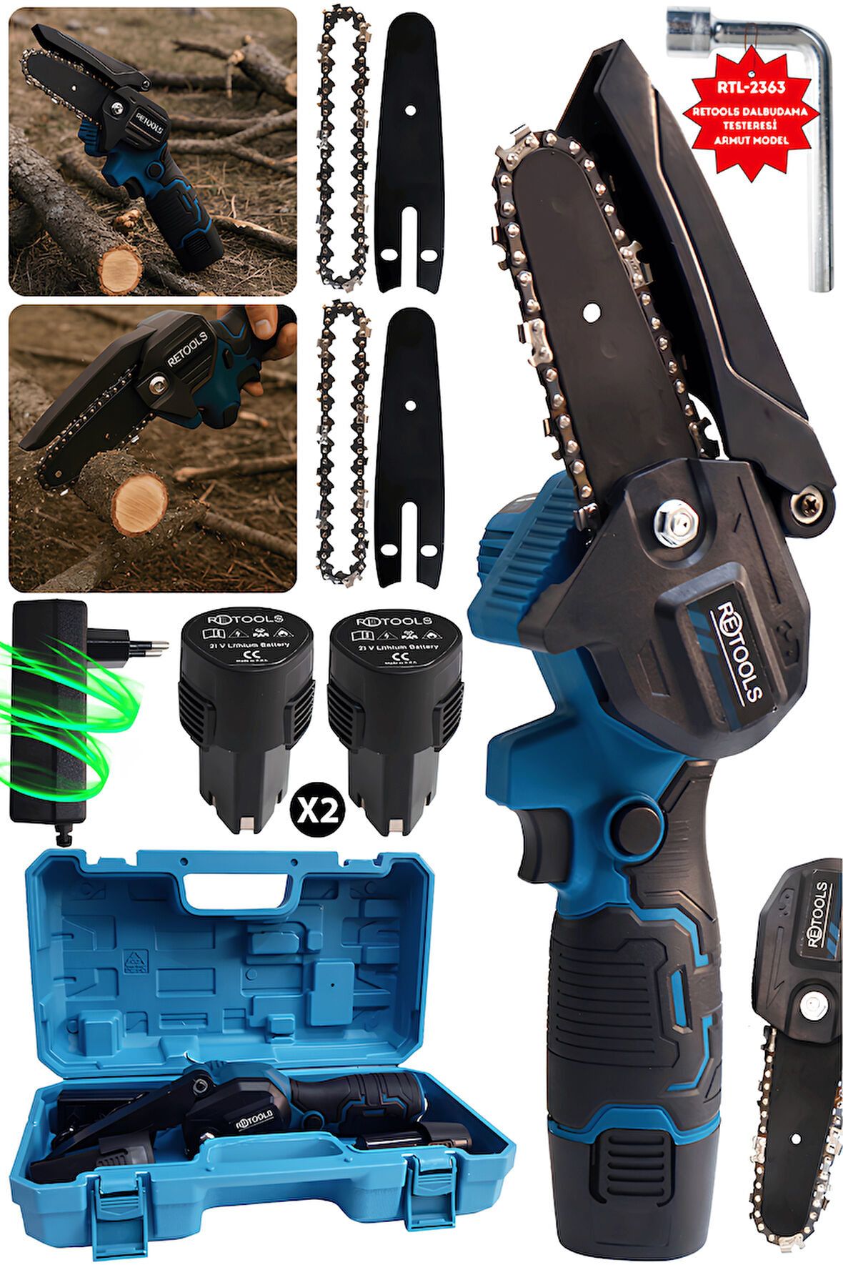 RETOOLS RTL-2363 ŞARJLI ARMUT MODEL DAL BUDAMA TESTERESİ