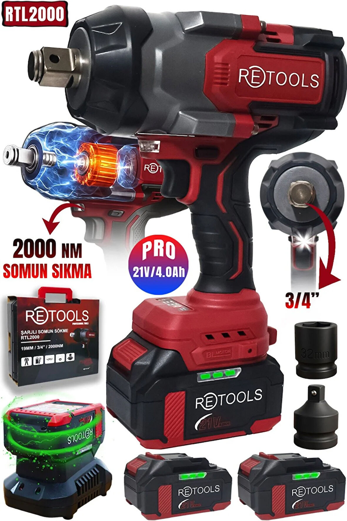 RETOOLS RTL2000 BORDO 2000 NM TORKLU SOMUN SIKMA MAKİNESİ