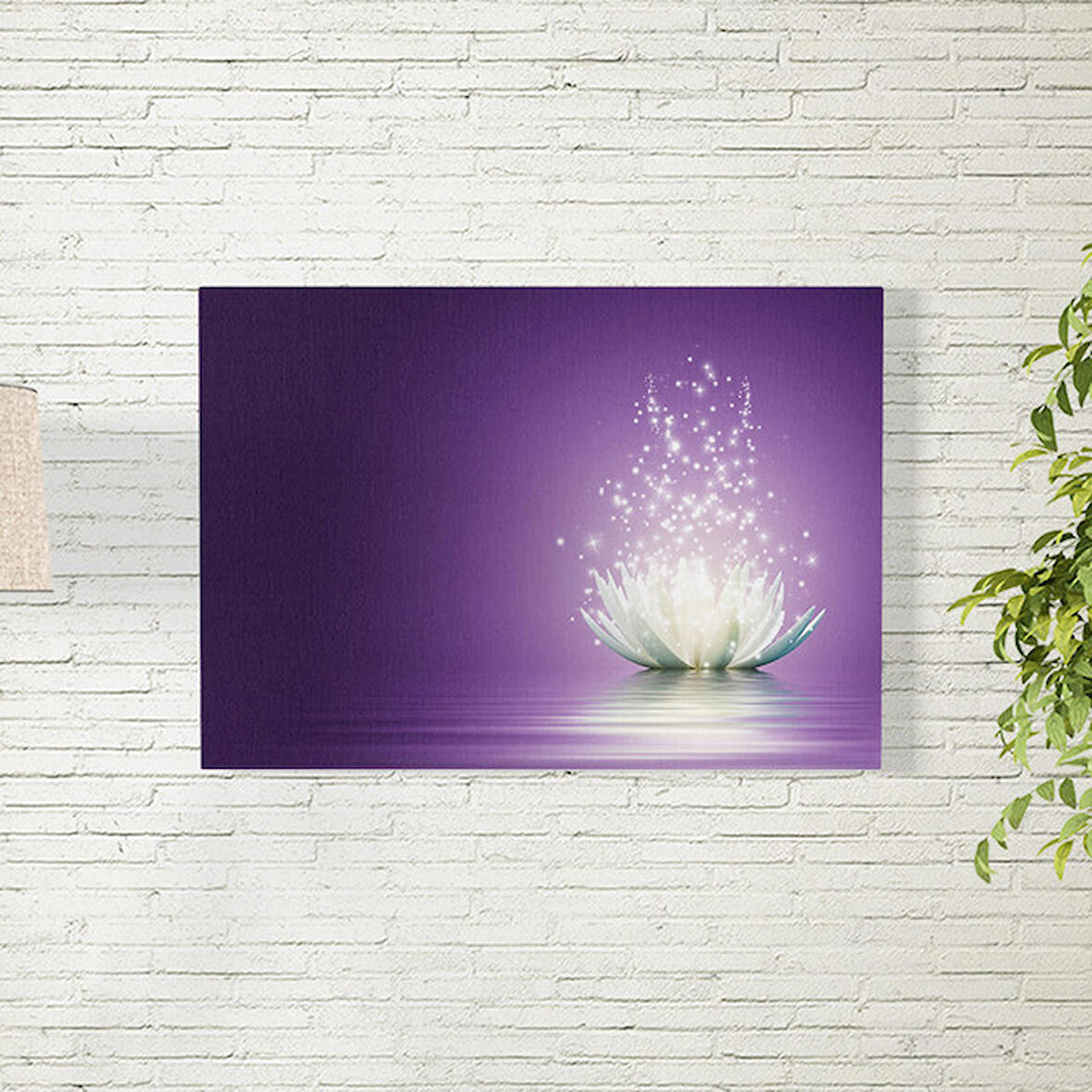 Mor Arkaplanlı Lotus Çiçeği Poster 70X100 CM