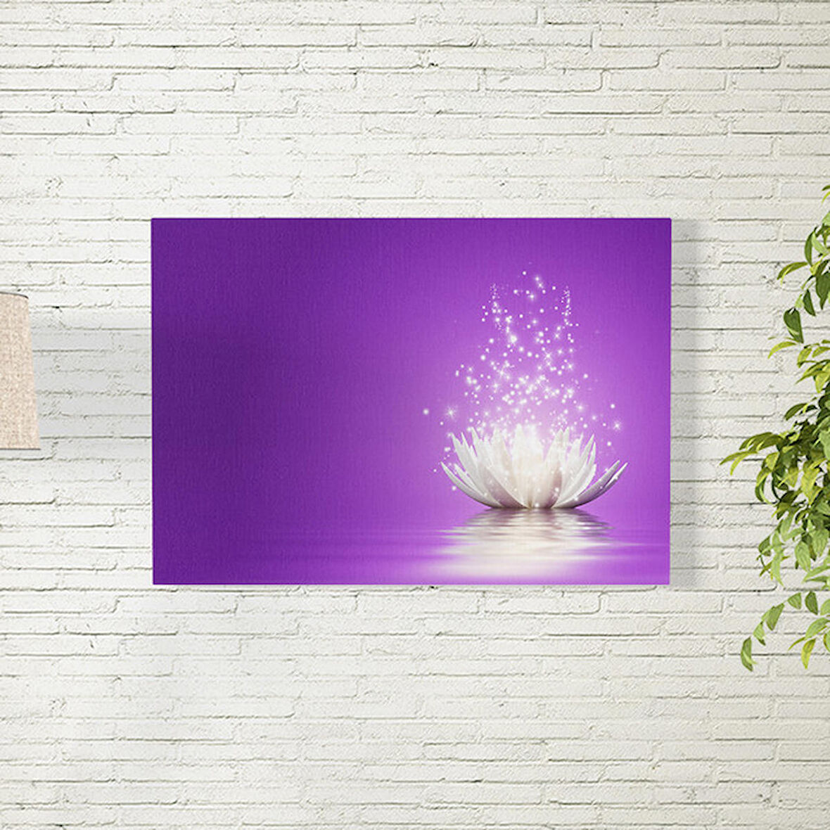 Mor Arkaplanlı Lotus Çiçeği Poster 50X70 CM