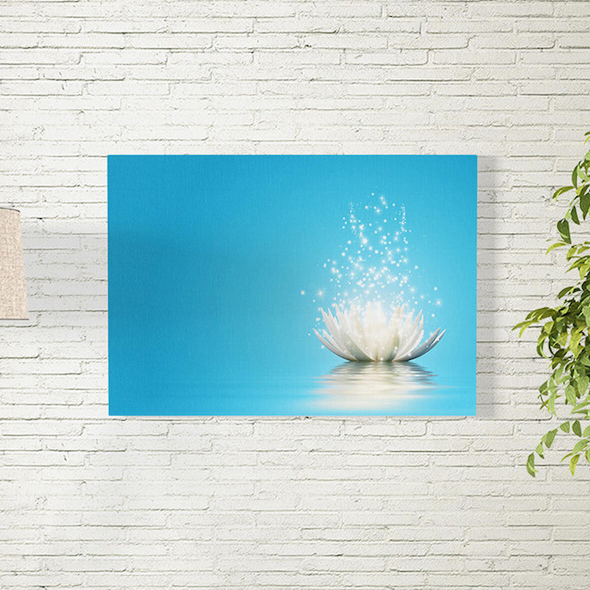 Mavi Arkaplanlı Lotus Çiçeği Poster 50X70 CM