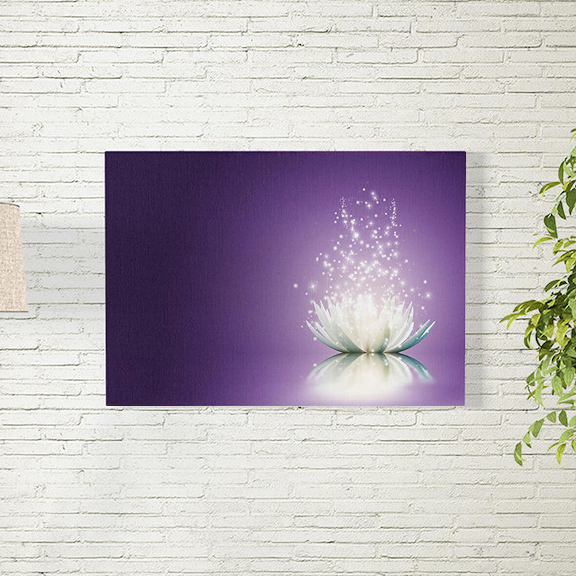 Mor Arkaplanlı Lotus Çiçeği Poster 50X70 CM