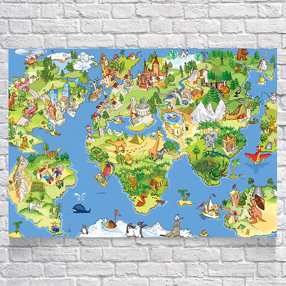 Hayvanlar Dünya Haritası Posteri 50X70 CM