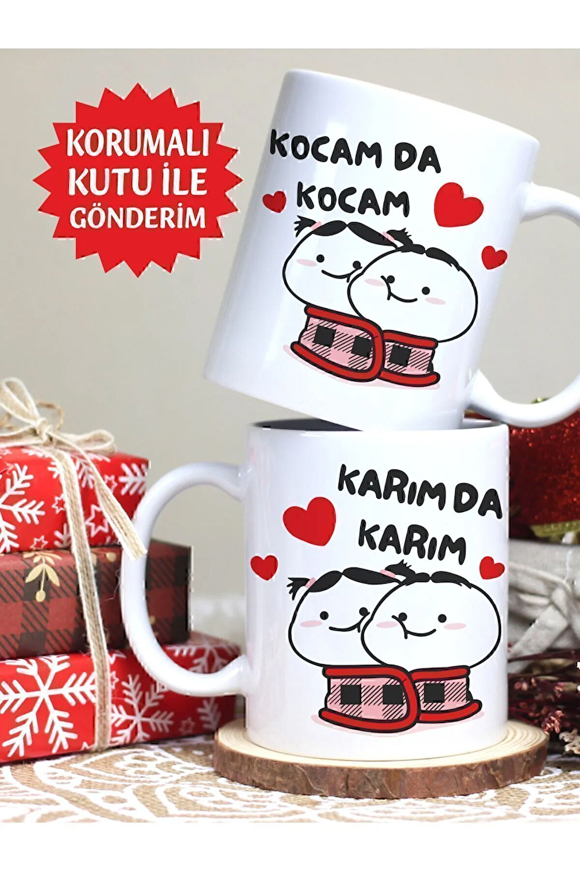 Kişiselleştirilebilir 2'li Eşli Çift Yön Baskılı Kupa Bardak