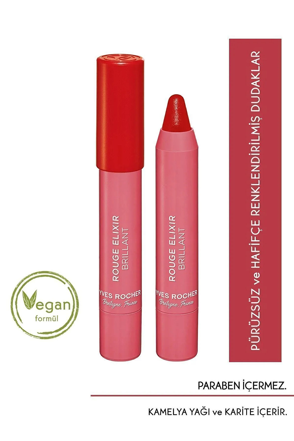 Parlak Kalem Ruj-2.2g-07.kamelya Pembesi + Göz Makyaj Temizleyici Organic Lipstick