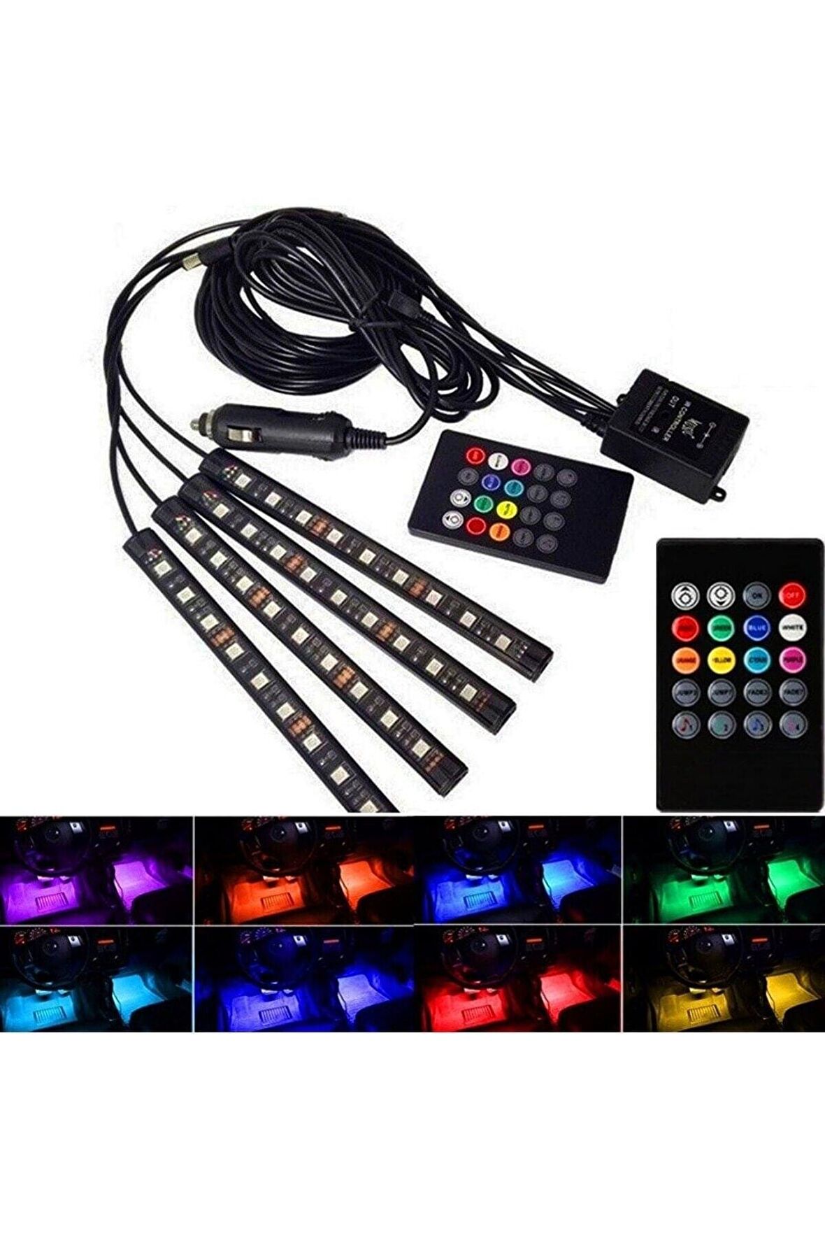 12 Ledli Ayak Altı Led Lamba Sese Ve Müziğe Duyarlı Kumandalı Led Rgb