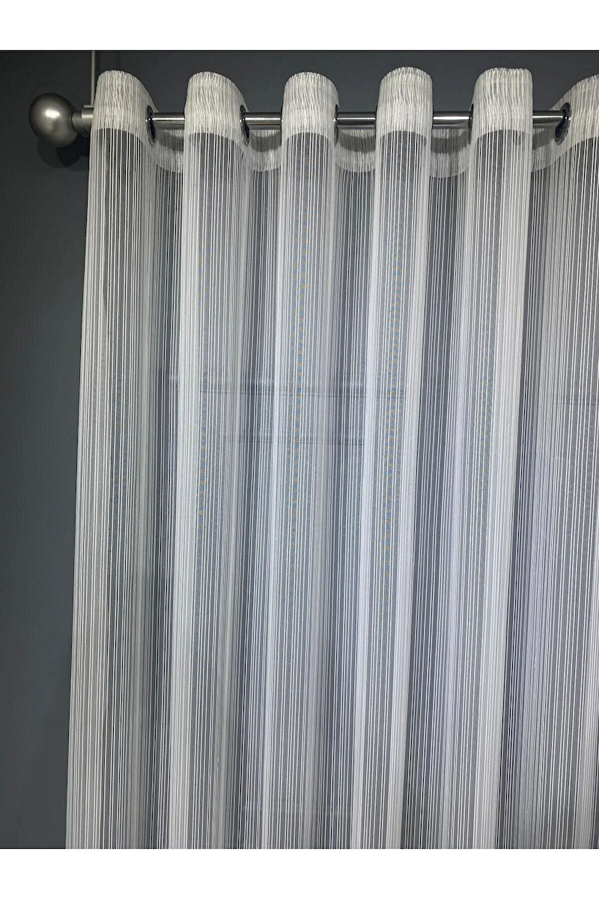 Çizgili Modern Tasarım Rustik Kuşgözü Tül Perde