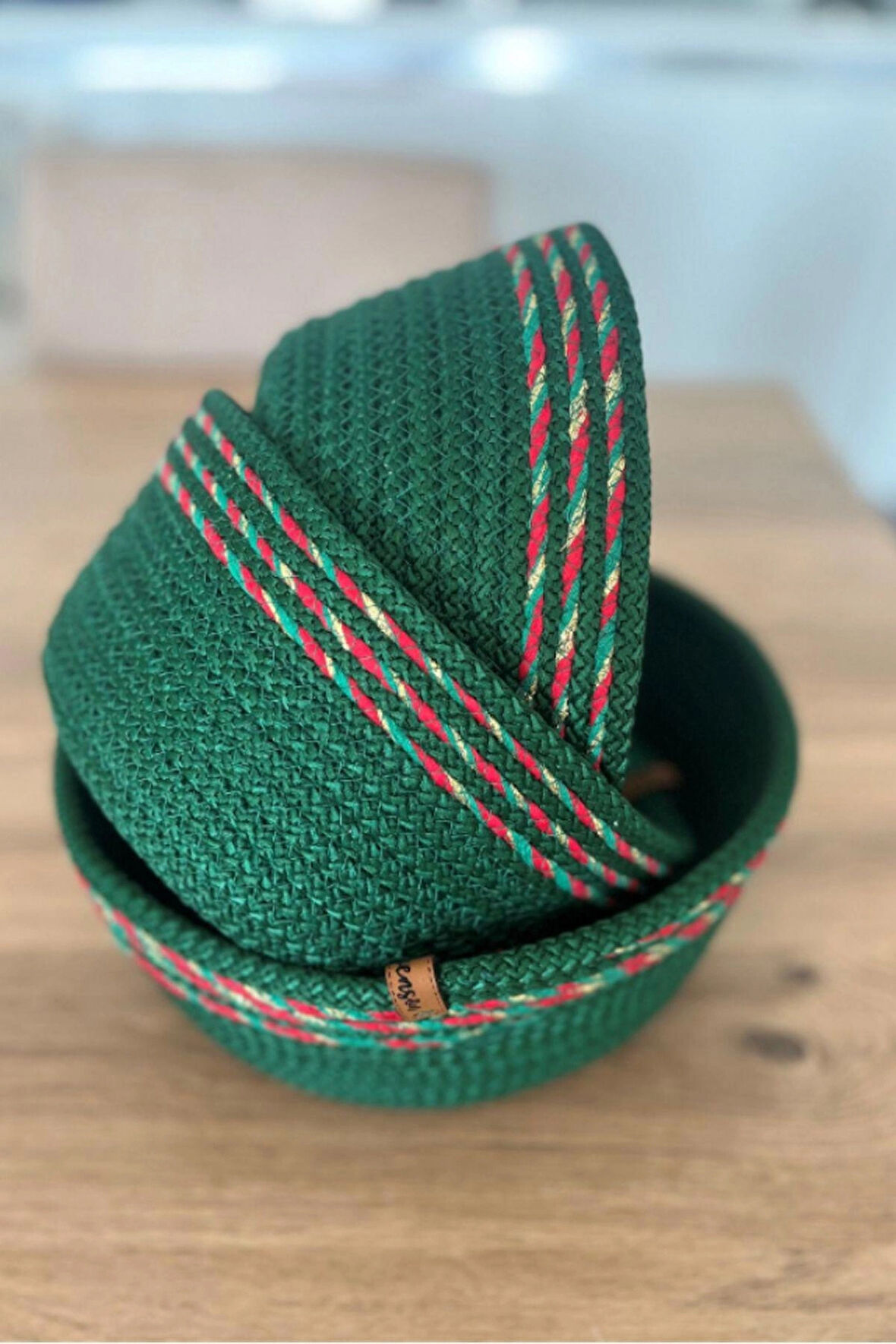 El Yapımı 3’lü Yuvarlak Jüt Dekoratif Sepet Seti