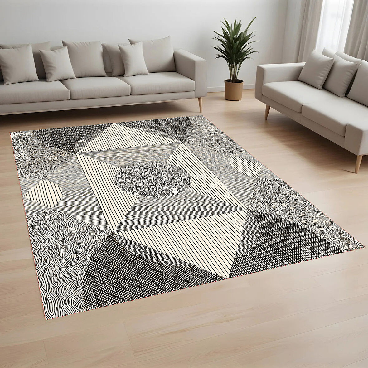 Rovigo Home Dijital Baskı Yıkanabilir Kaymaz Taban Salon Halısı Ve Yolluk RV023-FNL278