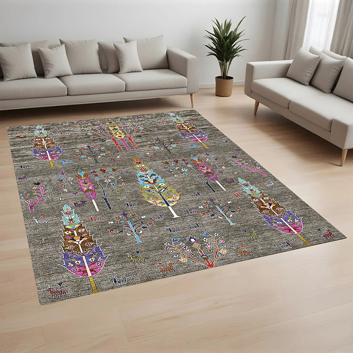 Rovigo Home Dijital Baskı Yıkanabilir Kaymaz Taban Salon Halısı Ve Yolluk RV128-FNL434