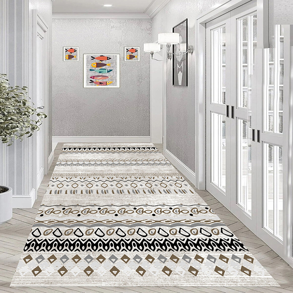 Rovigo Home Dijital Baskı Yıkanabilir Kaymaz Taban Salon Halısı Ve Yolluk RV139-FNL444