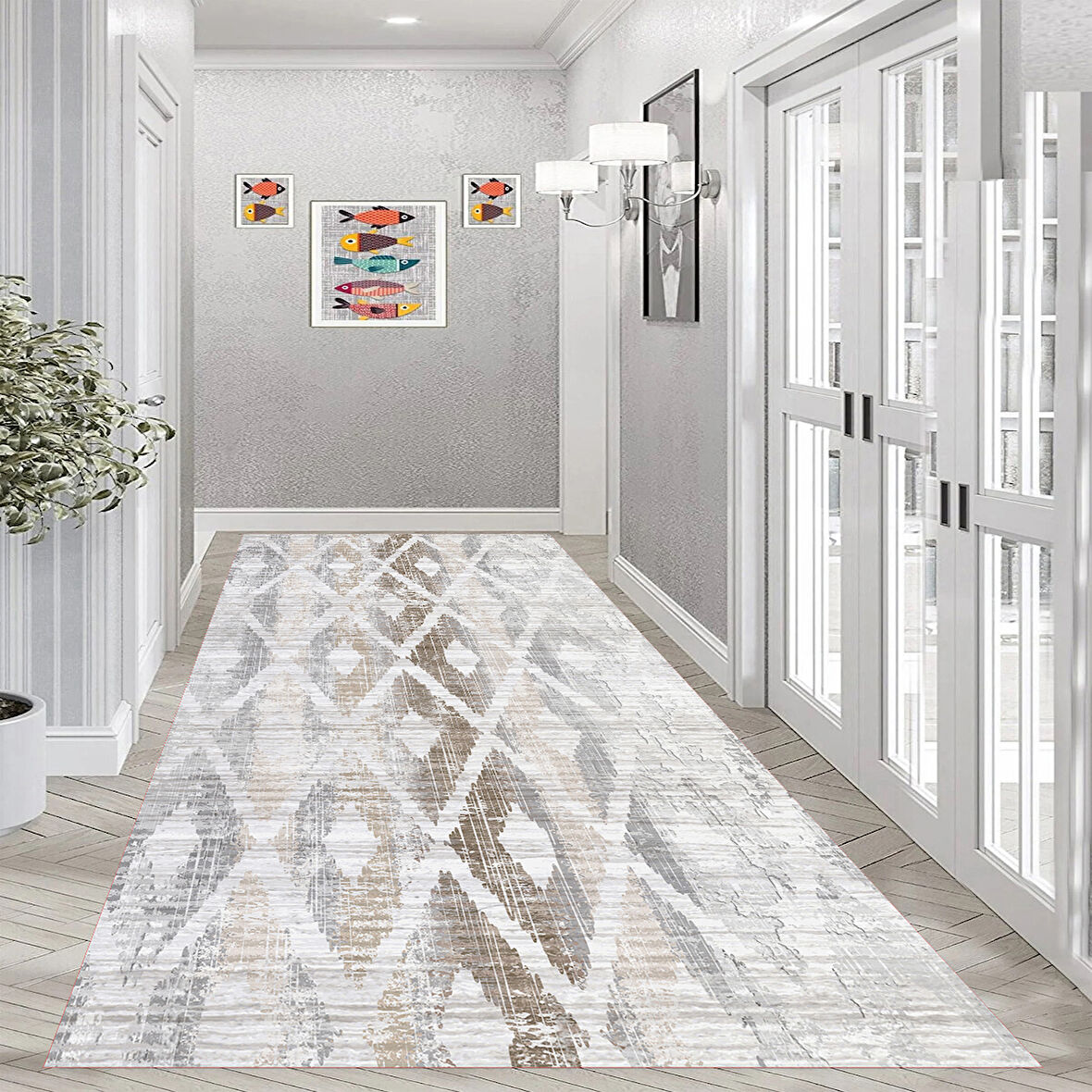 Rovigo Home Dijital Baskı Yıkanabilir Kaymaz Taban Salon Halısı Ve Yolluk RV140-FNL445