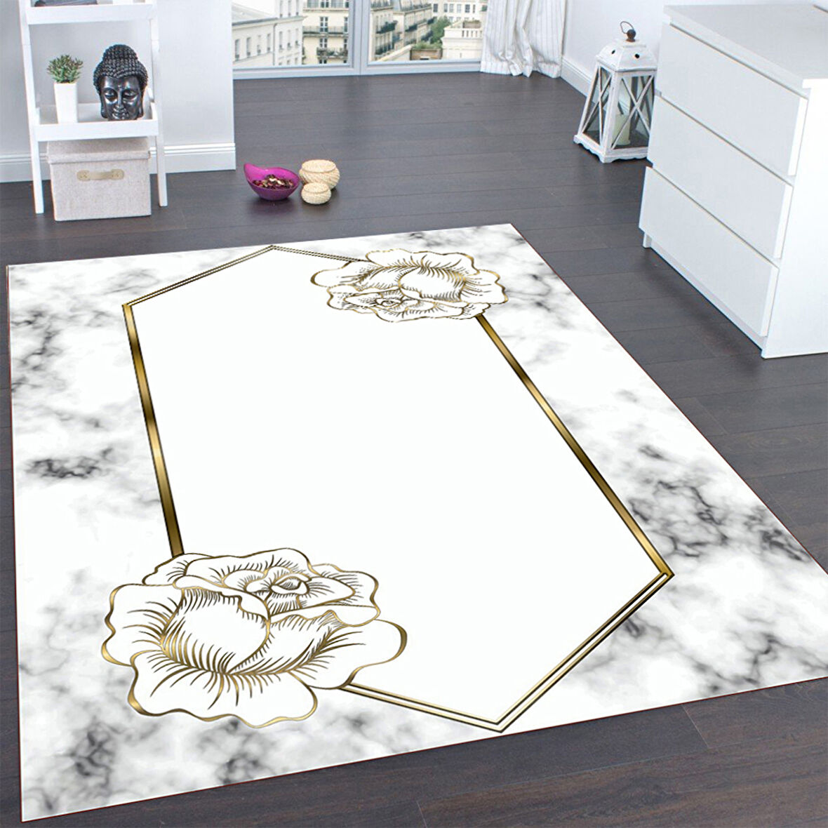 Rovigo Home Dijital Baskı Yıkanabilir Kaymaz Taban Salon Halısı Ve Yolluk RV142-FNL447