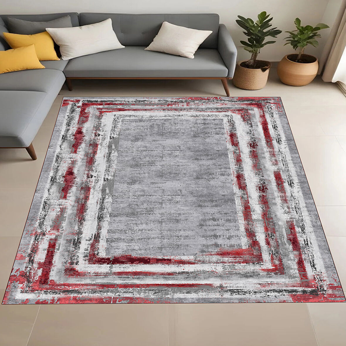 Rovigo Home Dijital Baskı Yıkanabilir Kaymaz Taban Salon Halısı Ve Yolluk RV150-FNL455