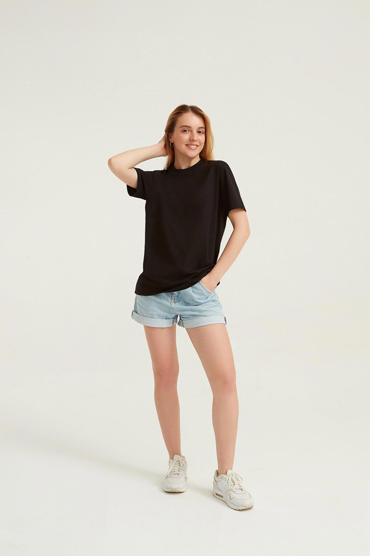 Siyah Unisex Oversize Basic T-Shirt