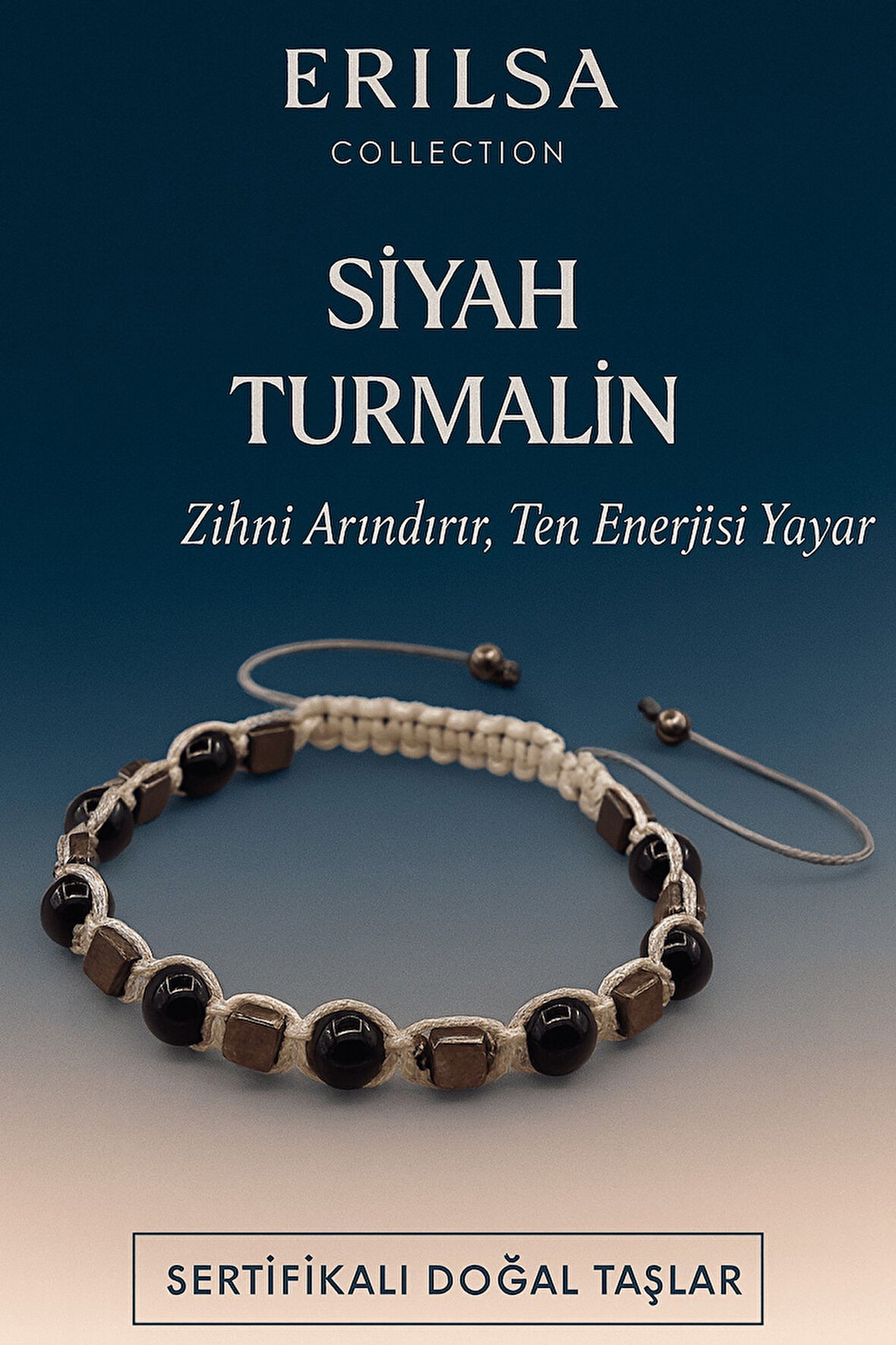 Sertifikalı Doğal Siyah Turmalin Taşı Bileklik – Negatif Enerjiyi Arındıran Şık El Yapımı Takı