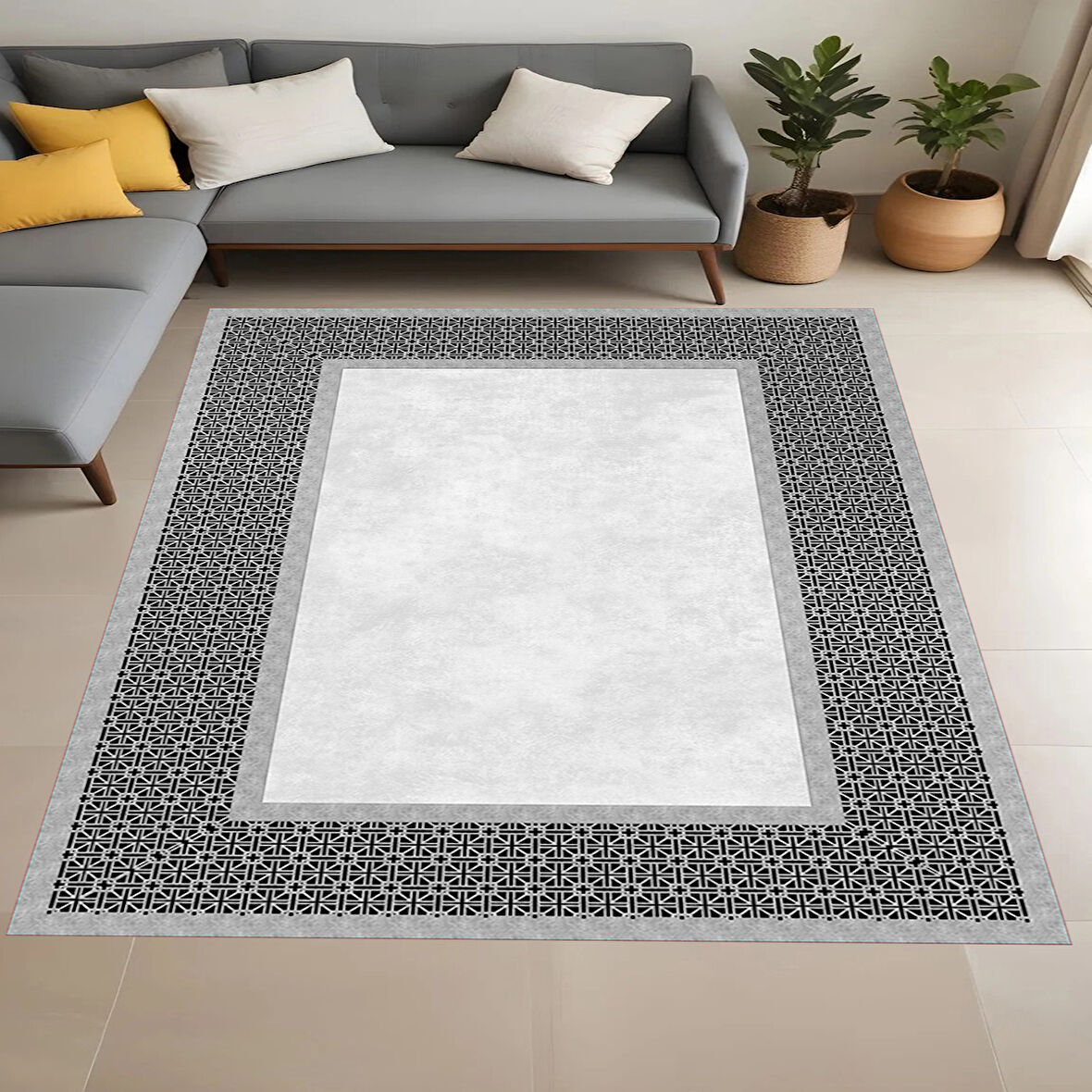 Rovigo Home Dijital Baskı Yıkanabilir Kaymaz Taban Salon Halısı Ve Yolluk RVG0887-FNL103